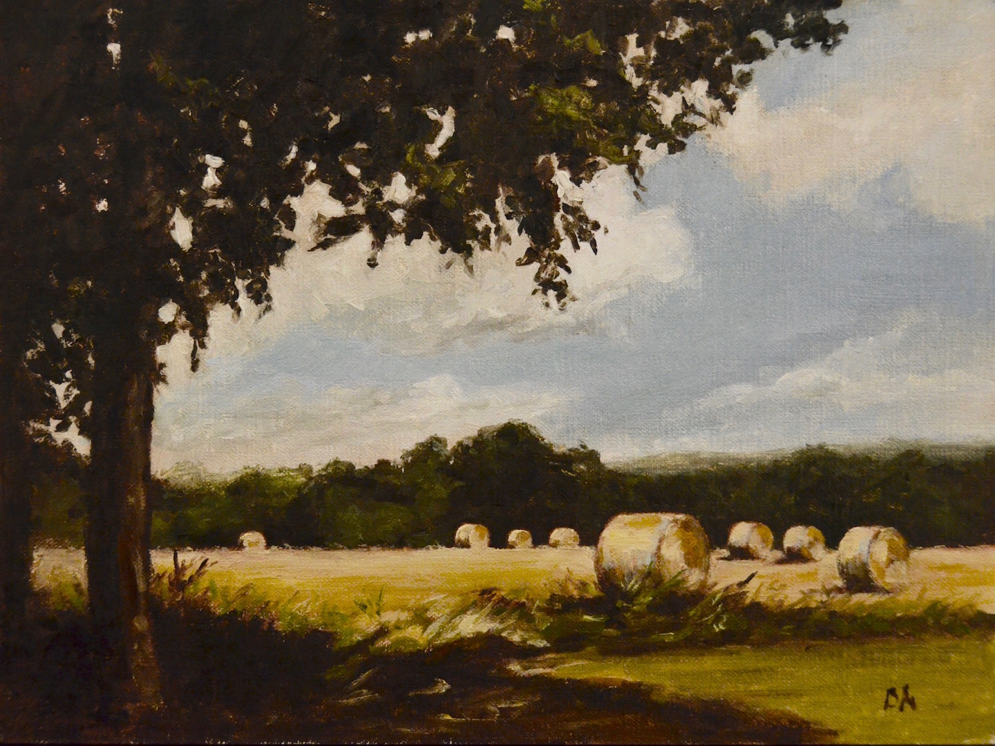 Haystacks painting by Begoña Morton