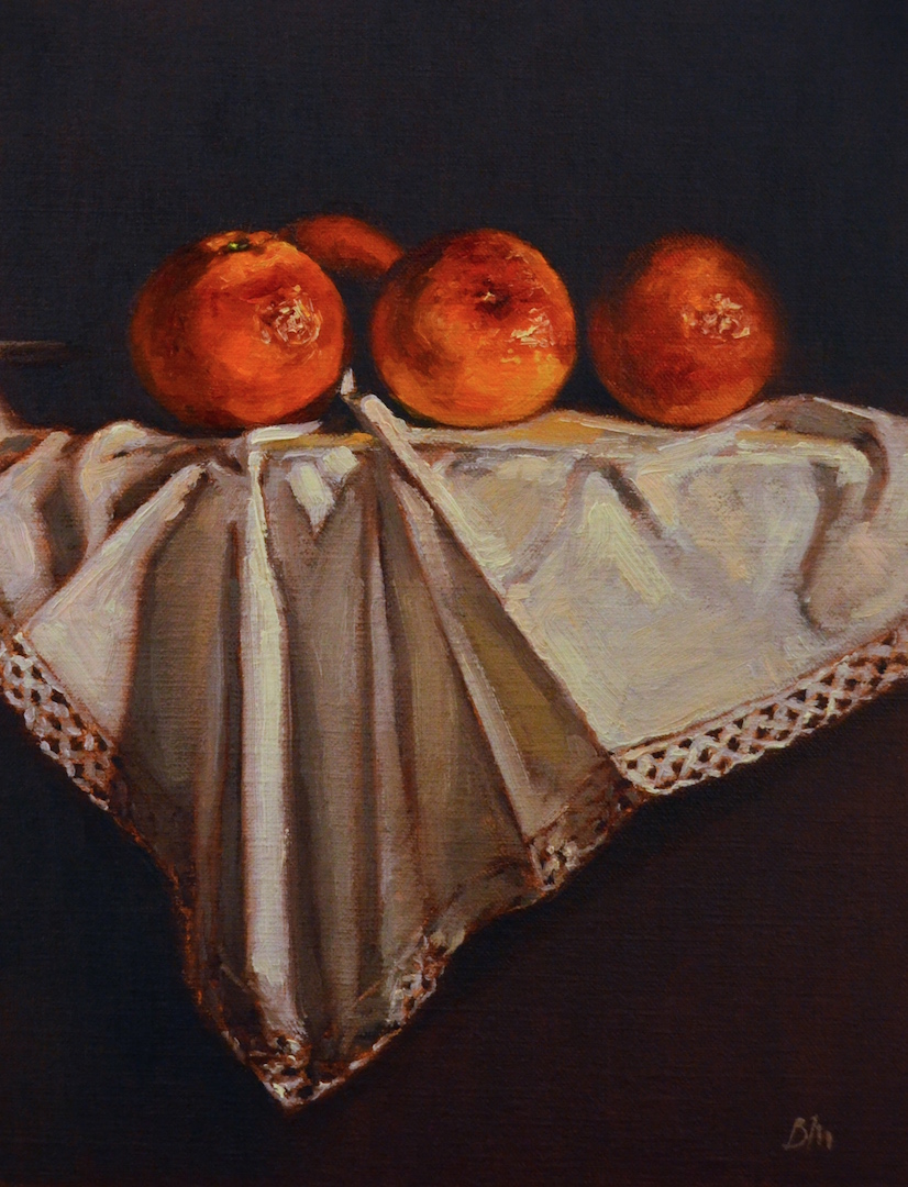 "Vintage Tablecloth and Blood Oranges" by Begoña Morton