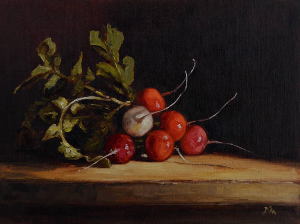 Radishes Painting by Begoña Morton