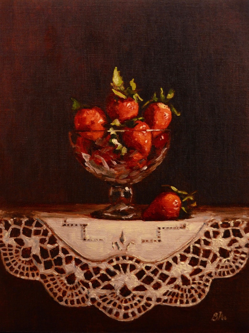 Strawberries Painting by Begoña Morton