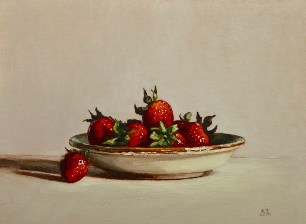Tuscan Dish with Strawberries painting by Begoña Morton