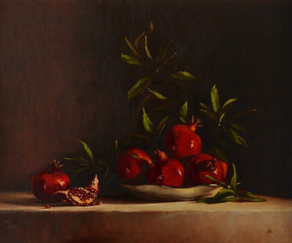 Pomegranate oil painting by Begoña Morton