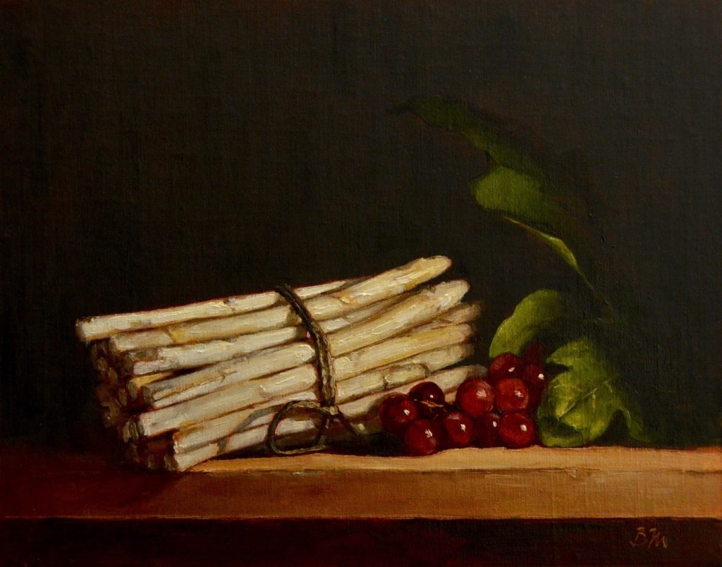Asparagus with Grapes oil painting by Begoña Morton