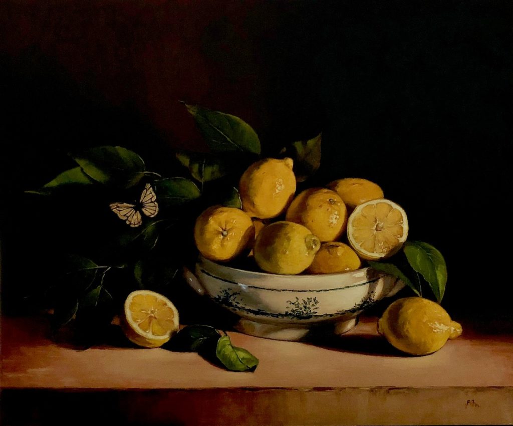 Lemons oil painting by Begoña Morton